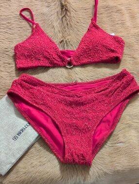 Berlook Red Embellished Bikini Set